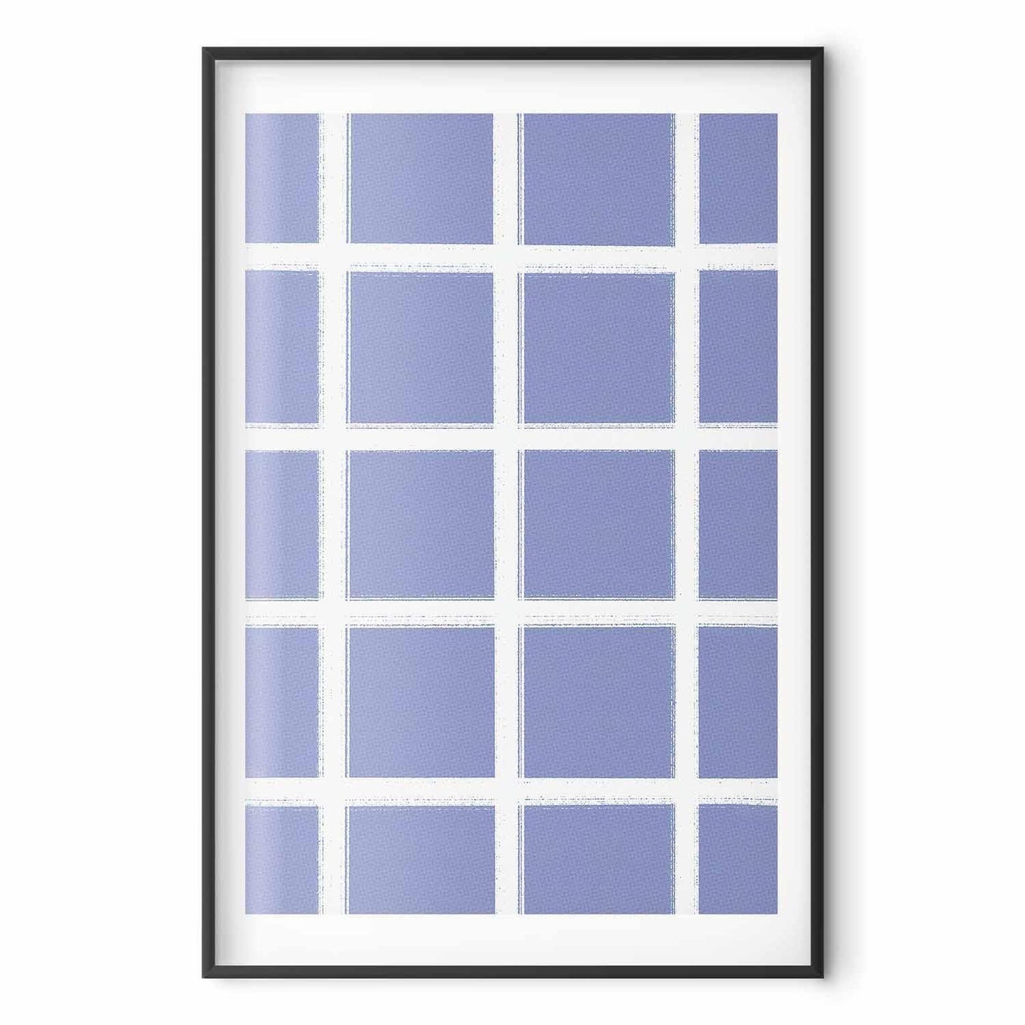 Poster - White Lines - a grid with large gaps on a blue background