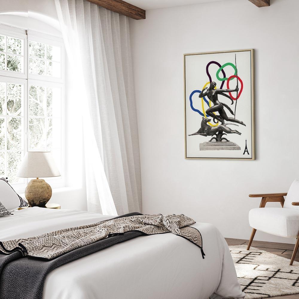 Leinwandbild - Woman With Dog - Illustration