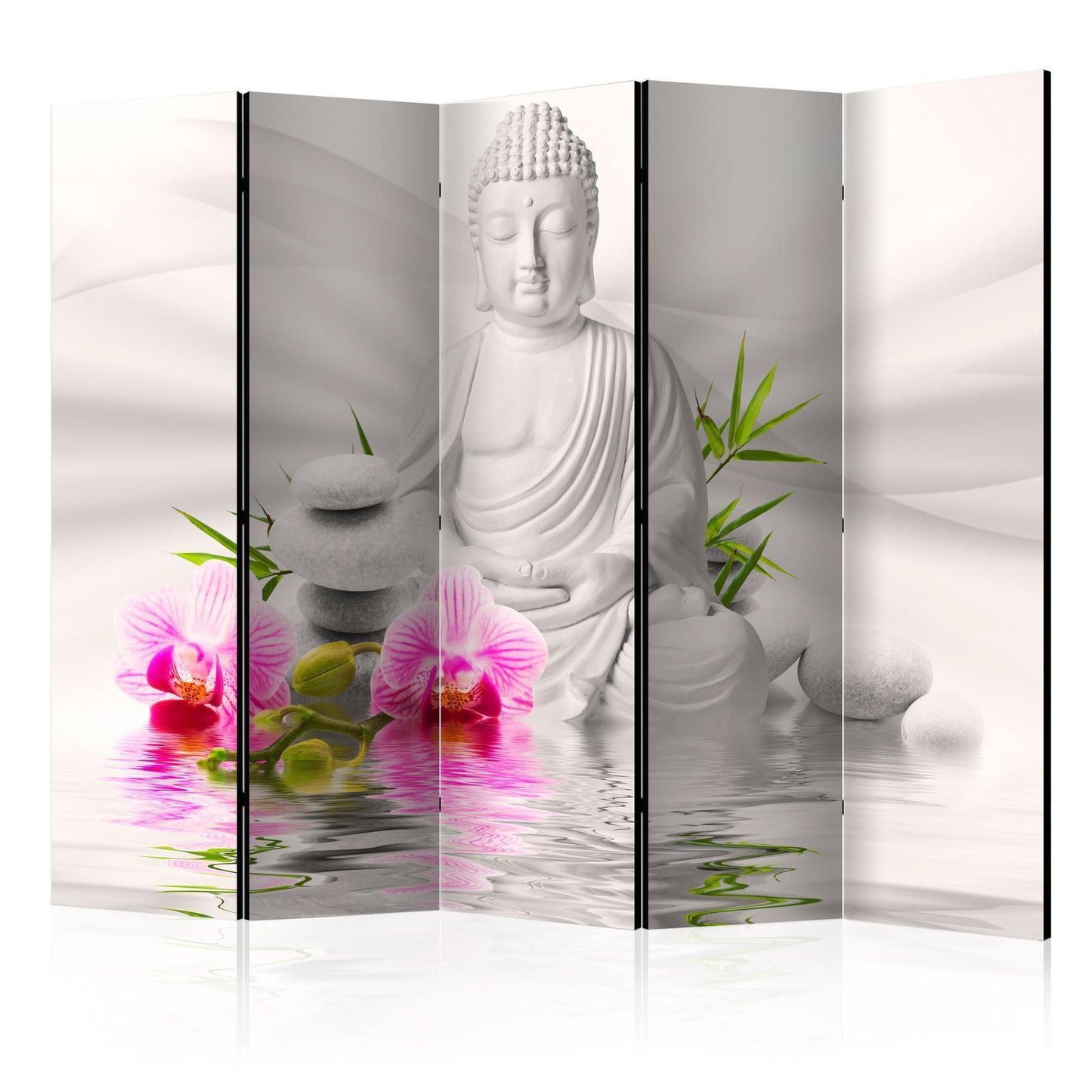 Paravent - Buddha and Orchids II Artgeist