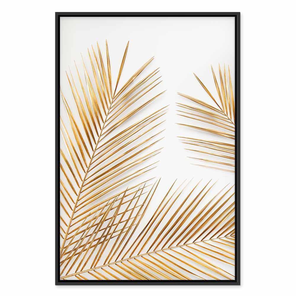 Leinwandbild - Golden Palm Leaves (1 Part) Vertical