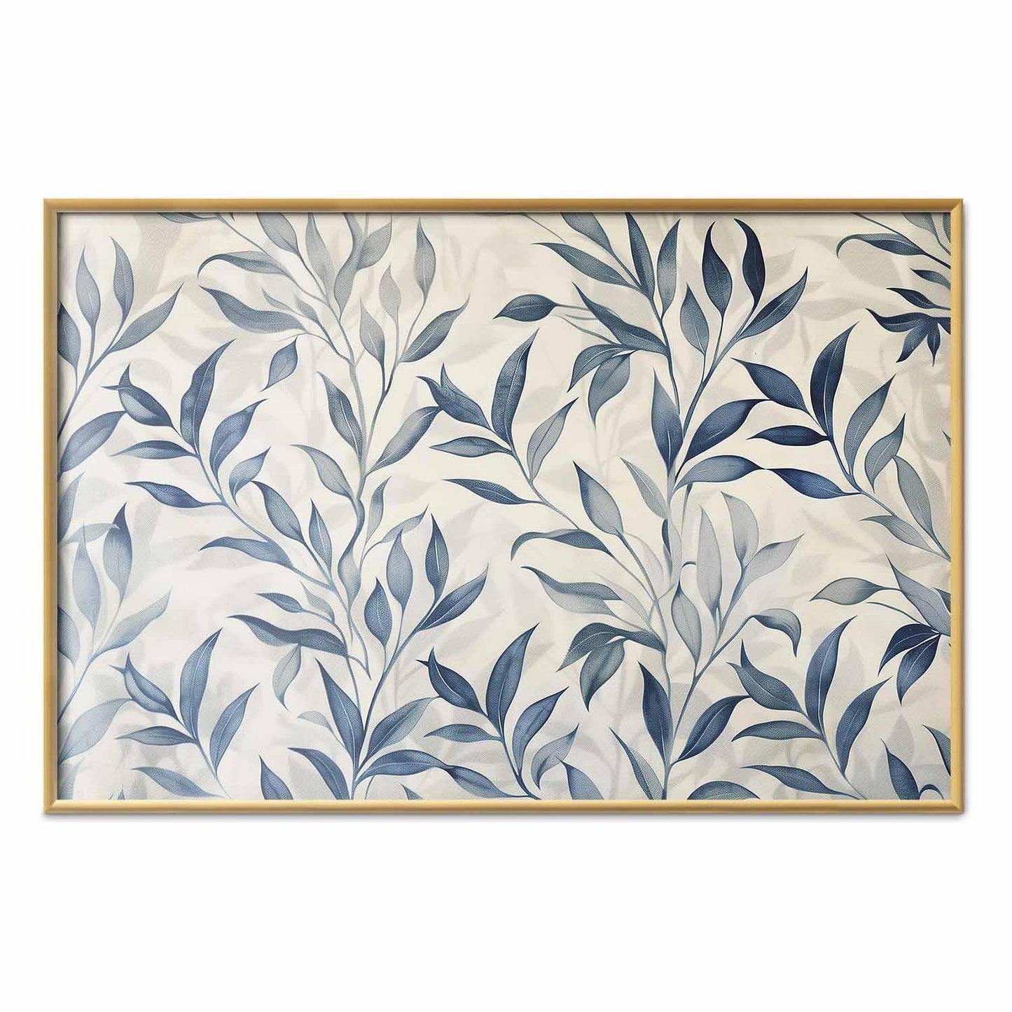 Poster - Delicate Botanical Motif with Blue Leaves
