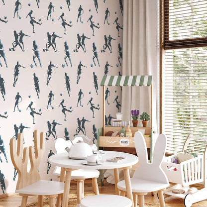 Tapete - Football Characters - Action and movement in silhouettes on a light background