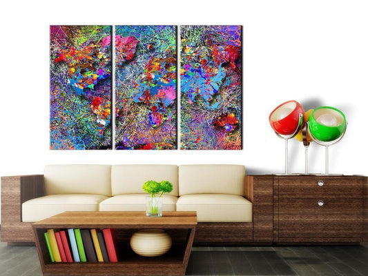 Leinwandbild - World Map: Colourful Whirl Artgeist