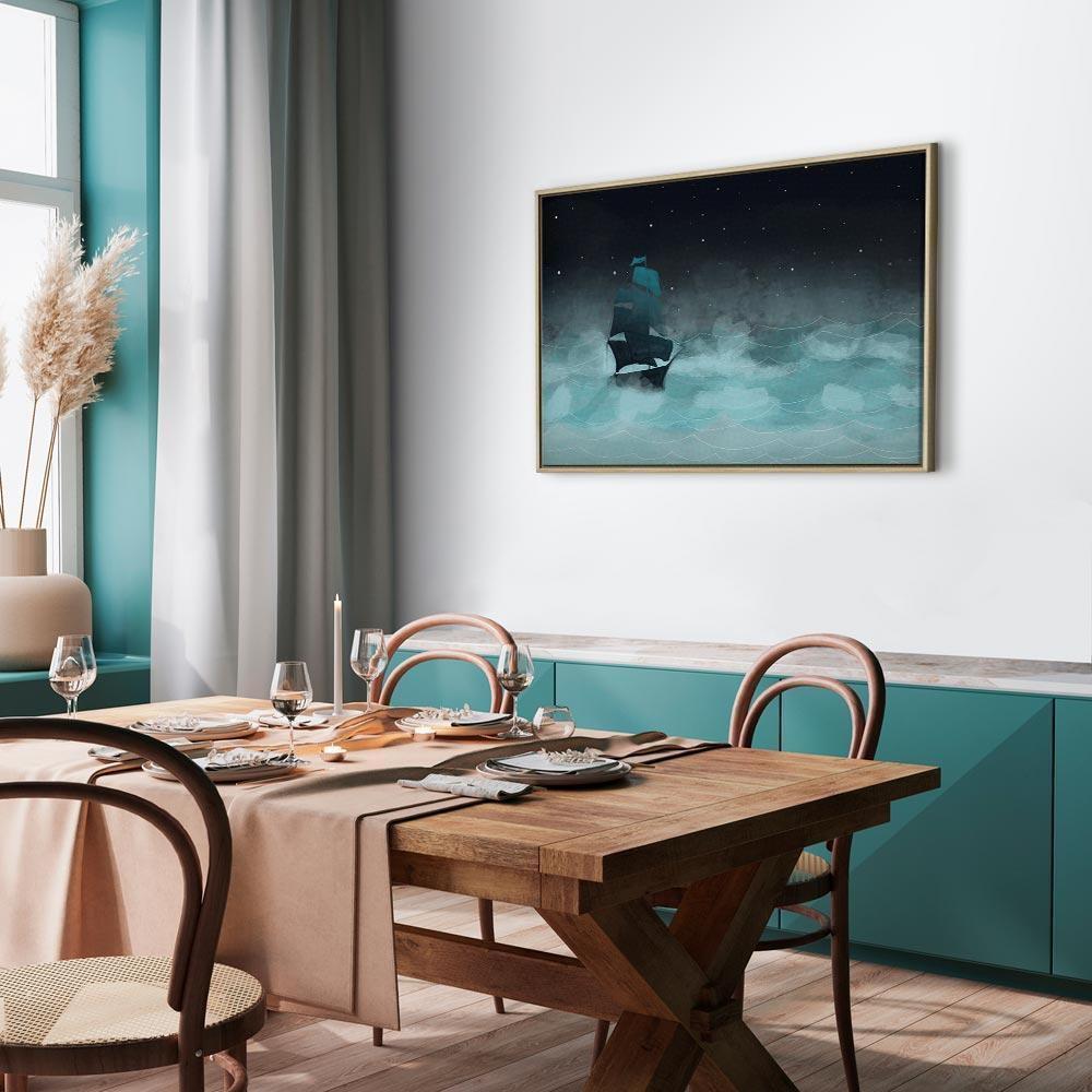 Leinwandbild - Night Waves (1 Part) Wide - Second Variant