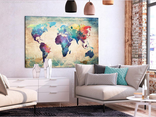 Korkbild - Colorful World Map