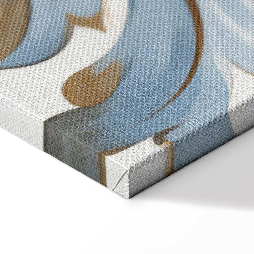Leinwandbild - Baroque Ornaments in Light Cream-Blue Hues