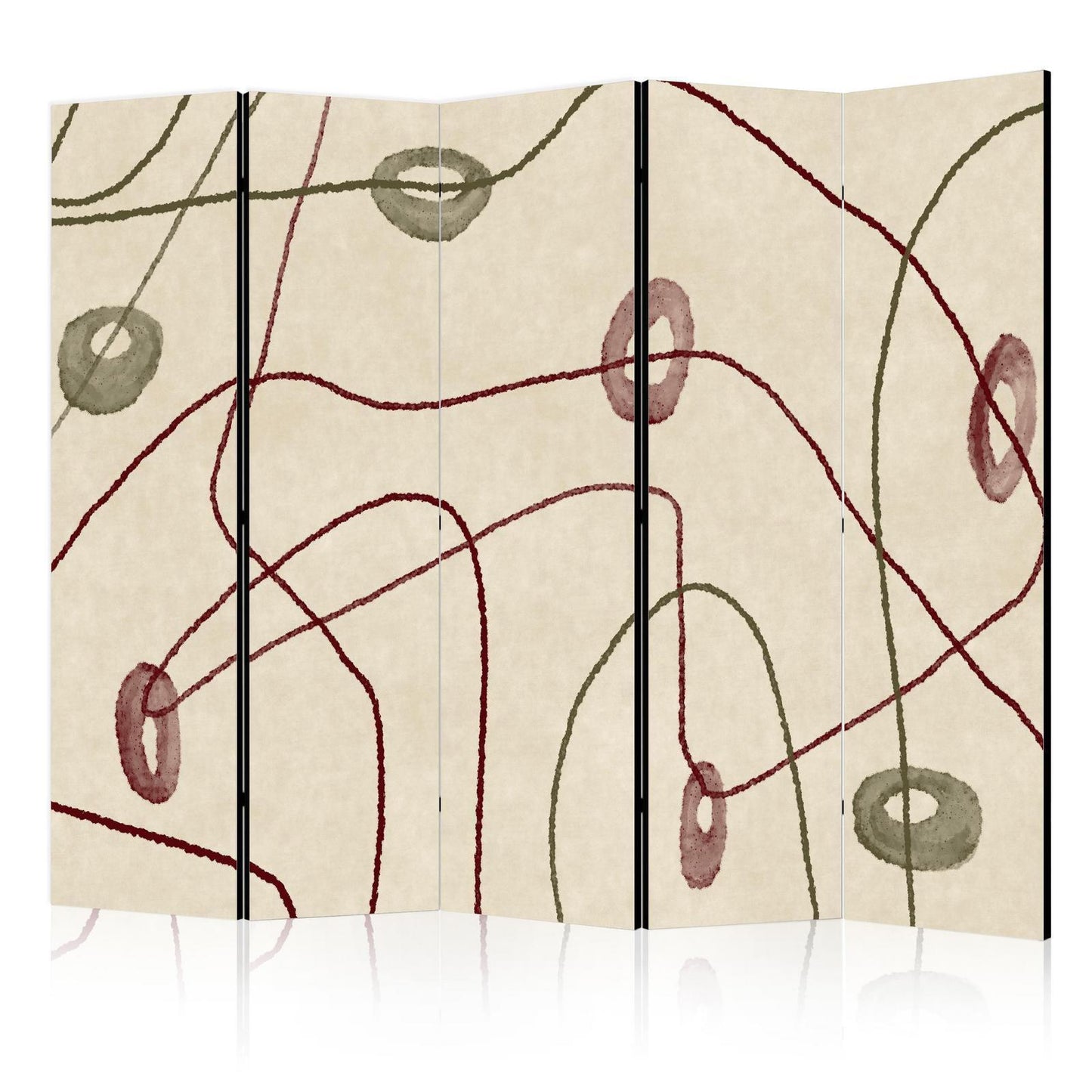 Paravent - Labyrinth with Beads - Minimalist Abstraction on a Worn Background Artgeist