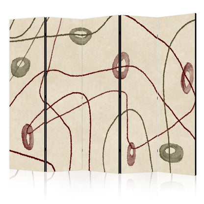 Paravent - Labyrinth with Beads - Minimalist Abstraction on a Worn Background Artgeist