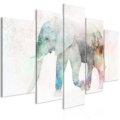 Leinwandbild - Painted Elephant (5 Parts) Wide Artgeist