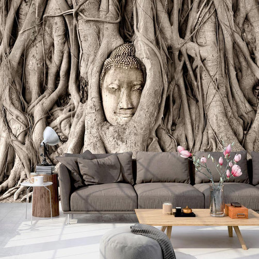 Fototapete Buddha unter dem Baum – Ruhe & Achtsamkeit für dein Zuhause