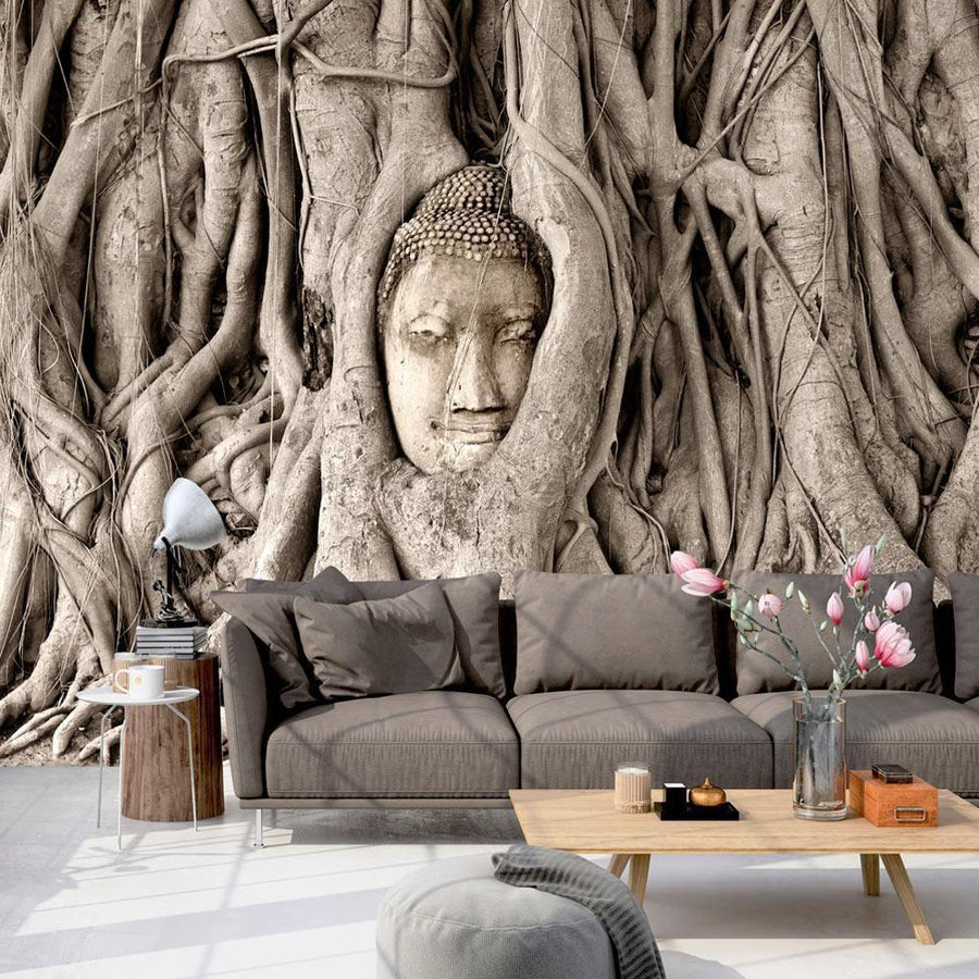 Fototapete Buddha unter dem Baum – Ruhe & Achtsamkeit für dein Zuhause
