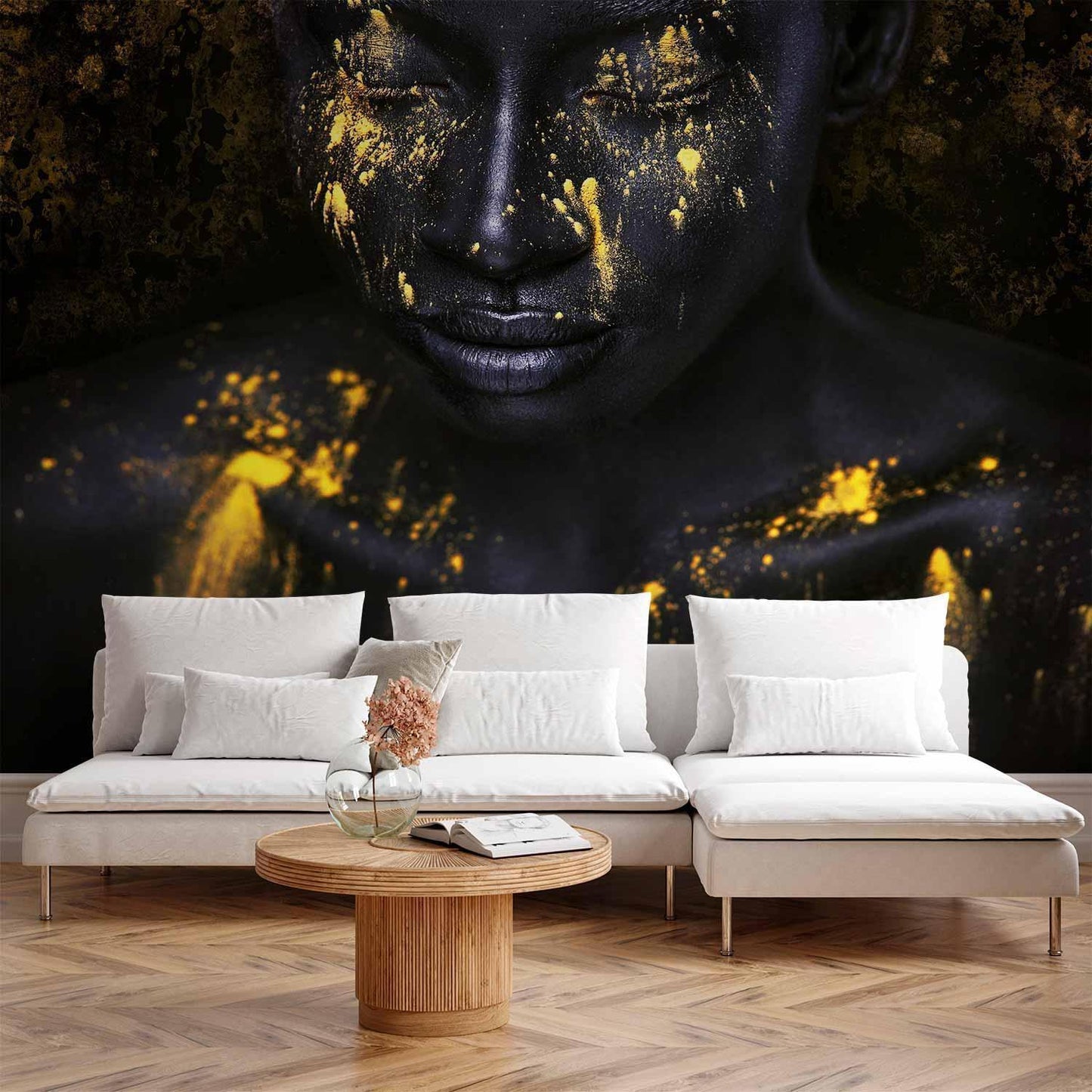 Fototapete Bathed in Gold – Abstraktes Design in Goldtönen
