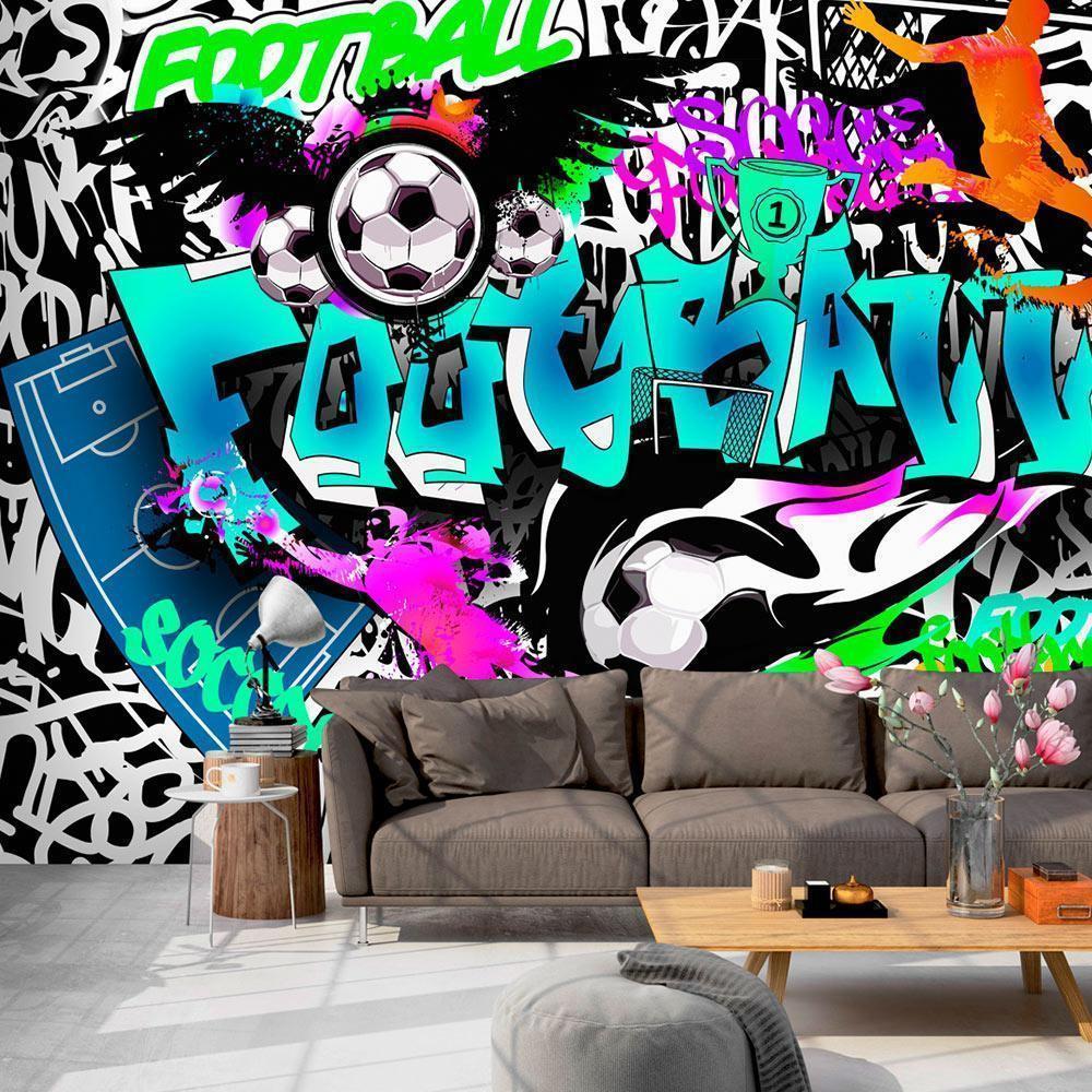 Bunte Sports-Graffiti-Fototapete mit Sportmotiven

