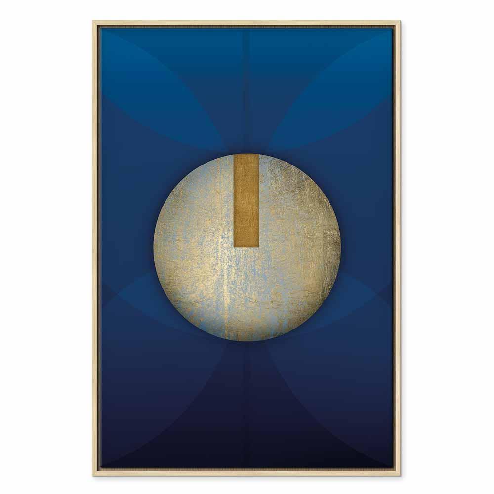Leinwandbild - In the Shadow of Classic Blue (1-part) - Golden Circle in Abstraction