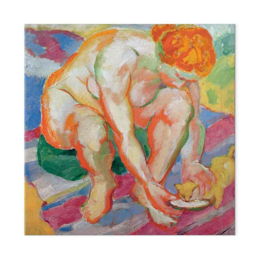 Leinwandbild - Franz Marc – Nude with cat