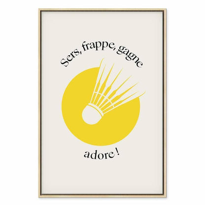 Leinwandbild - Badminton Shuttlecock on a Yellow Circle Background