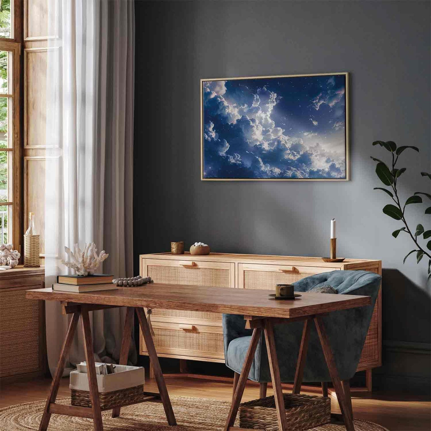 Leinwandbild - Starry Clouds and Delicate Light Over a Corner of the Sky