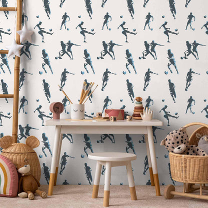 Tapete - Football Characters - Action and movement in silhouettes on a light background