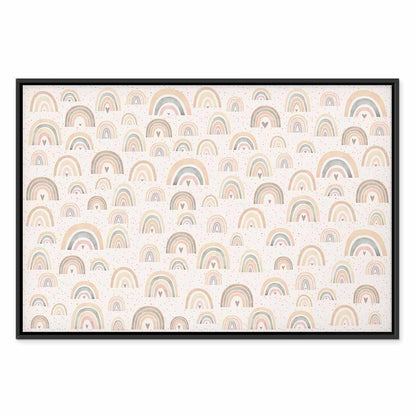 Leinwandbild - Spring - Pastel Rainbows with Hearts on a Rainy Day