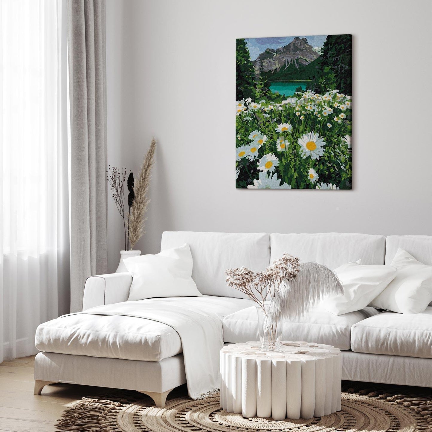 Malen nach Zahlen - Chamomiles in a mountain valley