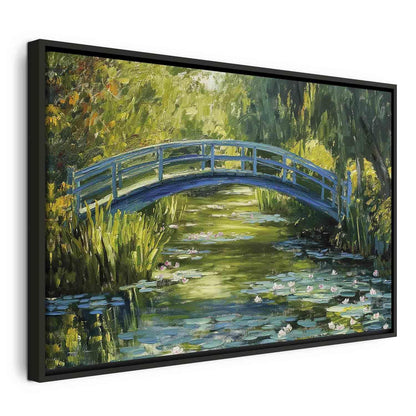 Leinwandbild - Impressionist bridge - painting of a bridge against a picturesque background