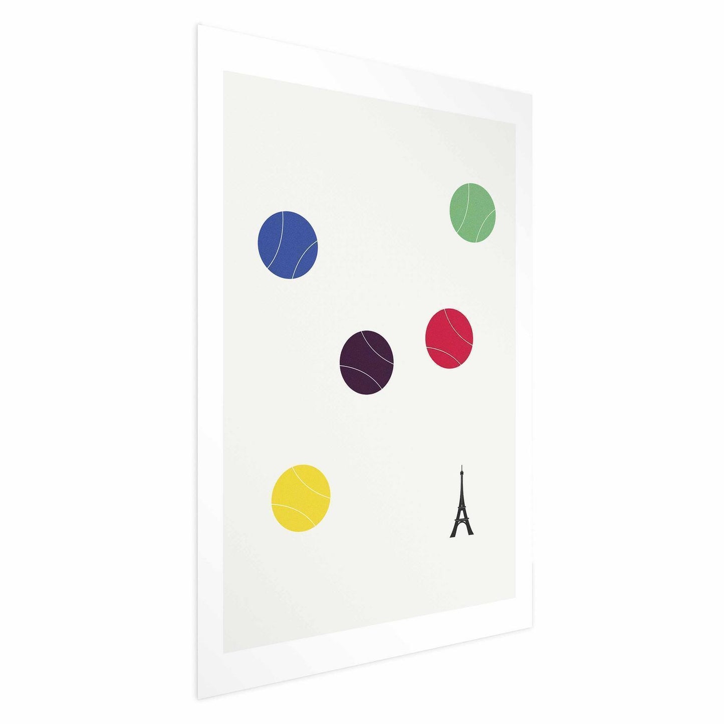 Poster - Eiffel Tower and Colorful Tennis Balls