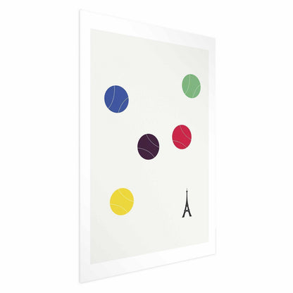 Poster - Eiffel Tower and Colorful Tennis Balls