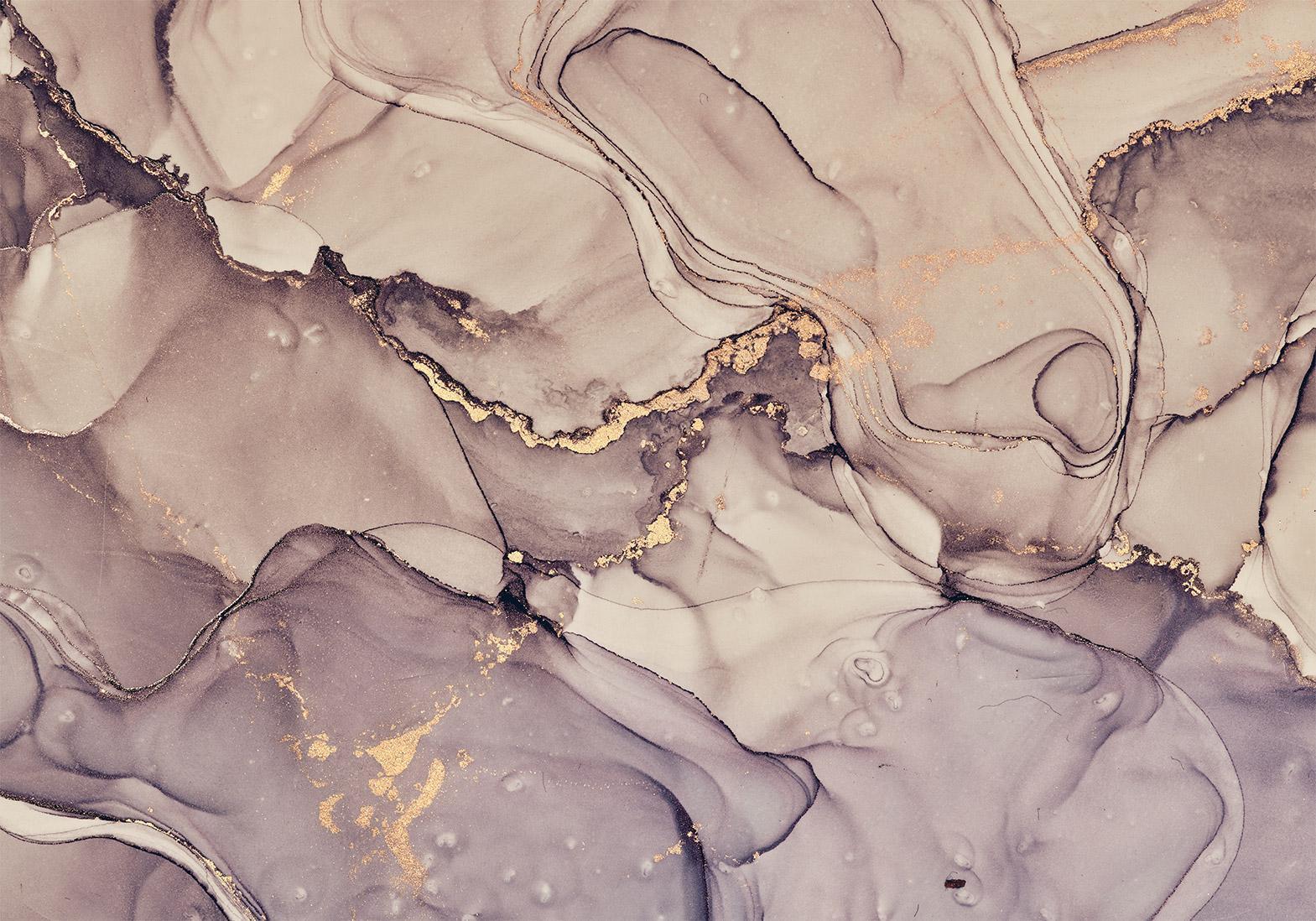 Fototapete - Watercolour Abstraction - Powder Pink Marble With Gold Accents Artgeist
