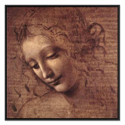 Leinwandbild - Leonardo da Vinci – Head of a Young Woman (Leda)