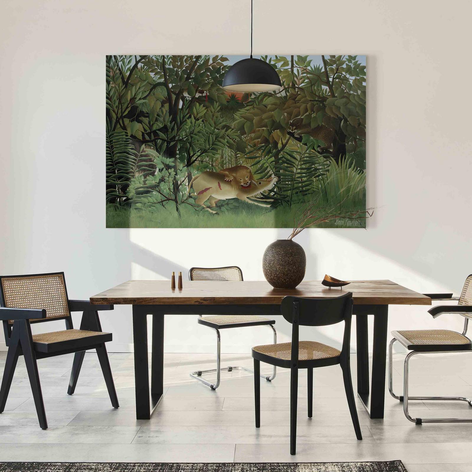 Leinwandbild - Le Lion ayant faim se jette sur l'Antilope (Henri Rousseau) Artgeist