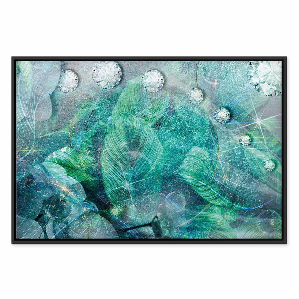 Leinwandbild - Turquoise Leaves (1 Part) Wide