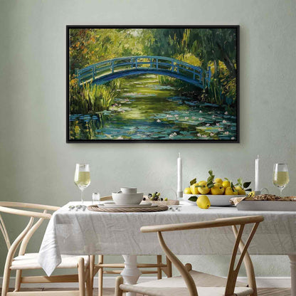 Leinwandbild - Impressionist bridge - painting of a bridge against a picturesque background