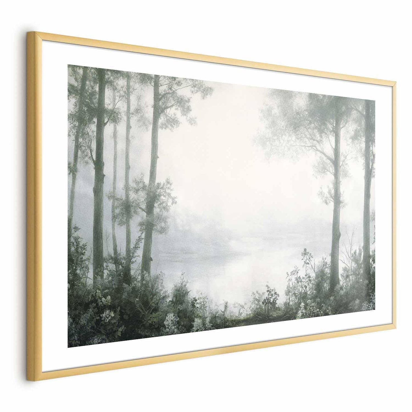 Poster - Forest and Pond in Patinated Green Artgeist