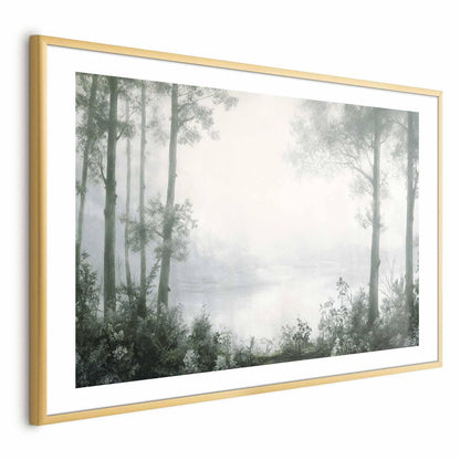 Poster - Forest and Pond in Patinated Green Artgeist