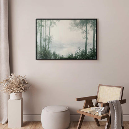 Poster - Forest and Pond in Patinated Green Artgeist