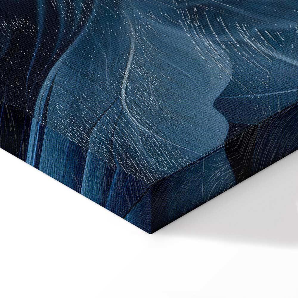 Leinwandbild - Abstract Ornaments Dark Blue Victorian Leaves