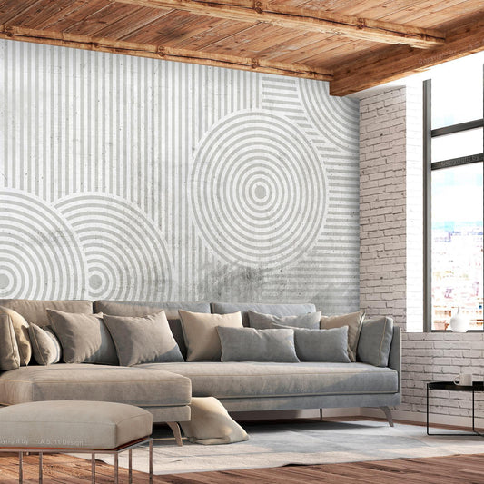 Fototapete mit grauen Linien und Kreisen

