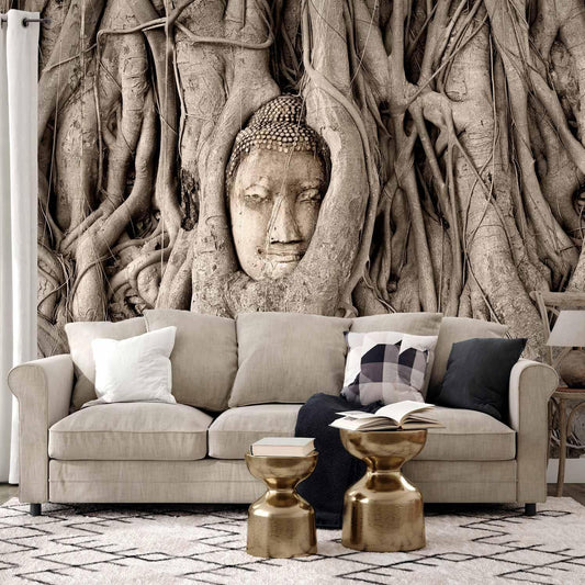 Fototapete Buddha unter dem Baum – Ruhe & Achtsamkeit für dein Zuhause