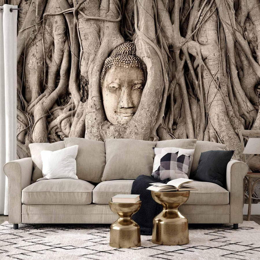 Fototapete Buddha unter dem Baum – Ruhe & Achtsamkeit für dein Zuhause