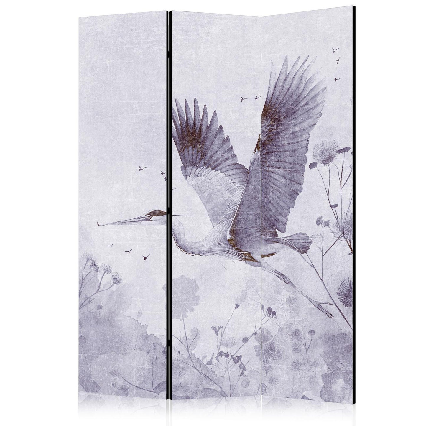 Paravent - Majestic flight - a crane in flight in monochrome, cool colours