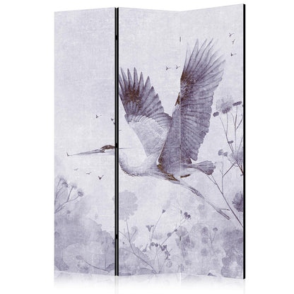 Paravent - Majestic flight - a crane in flight in monochrome, cool colours