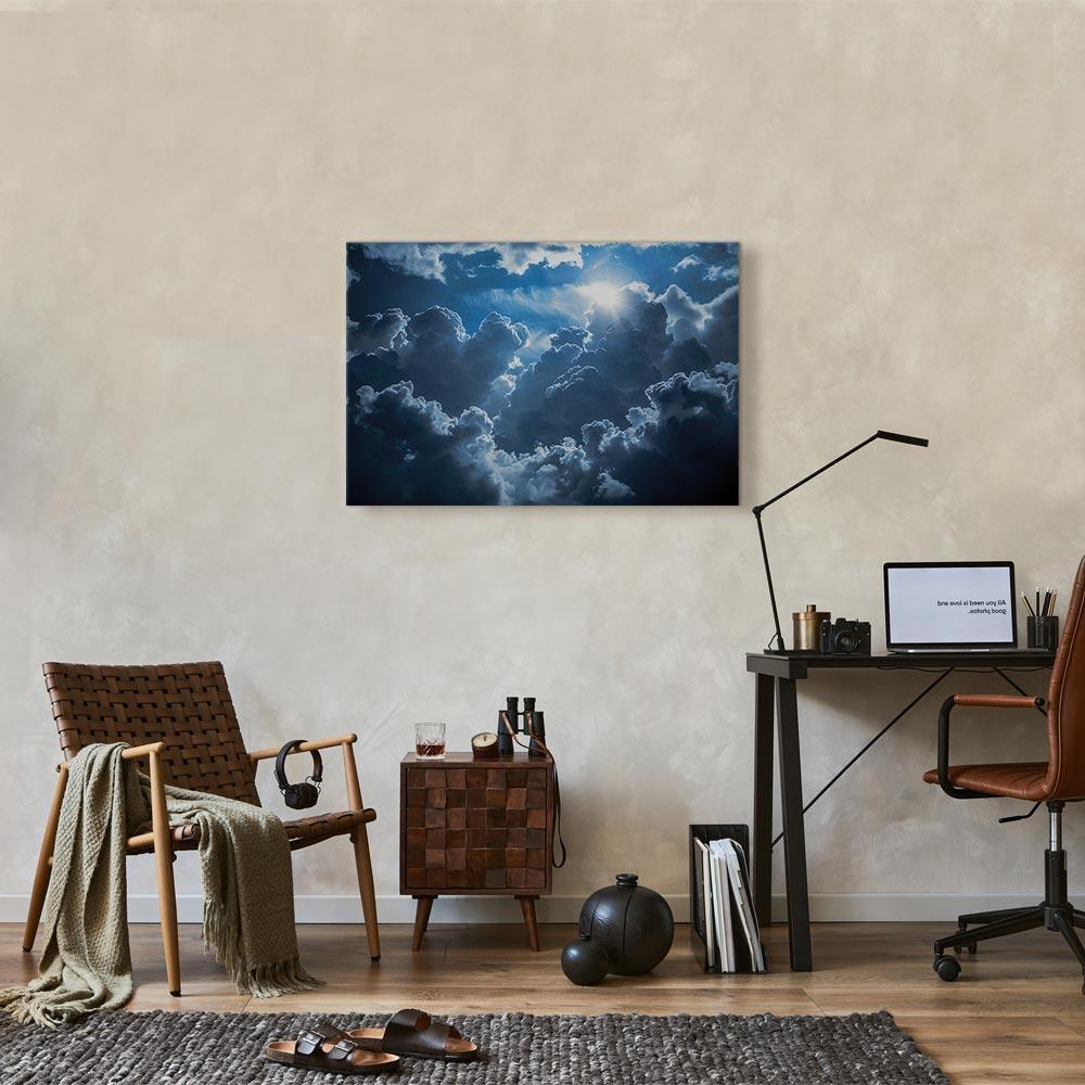 Leinwandbild - Animated Scenery: The Sun Battling with Clouds