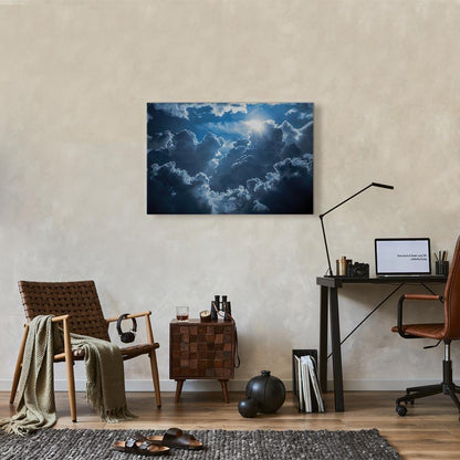 Leinwandbild - Animated Scenery: The Sun Battling with Clouds