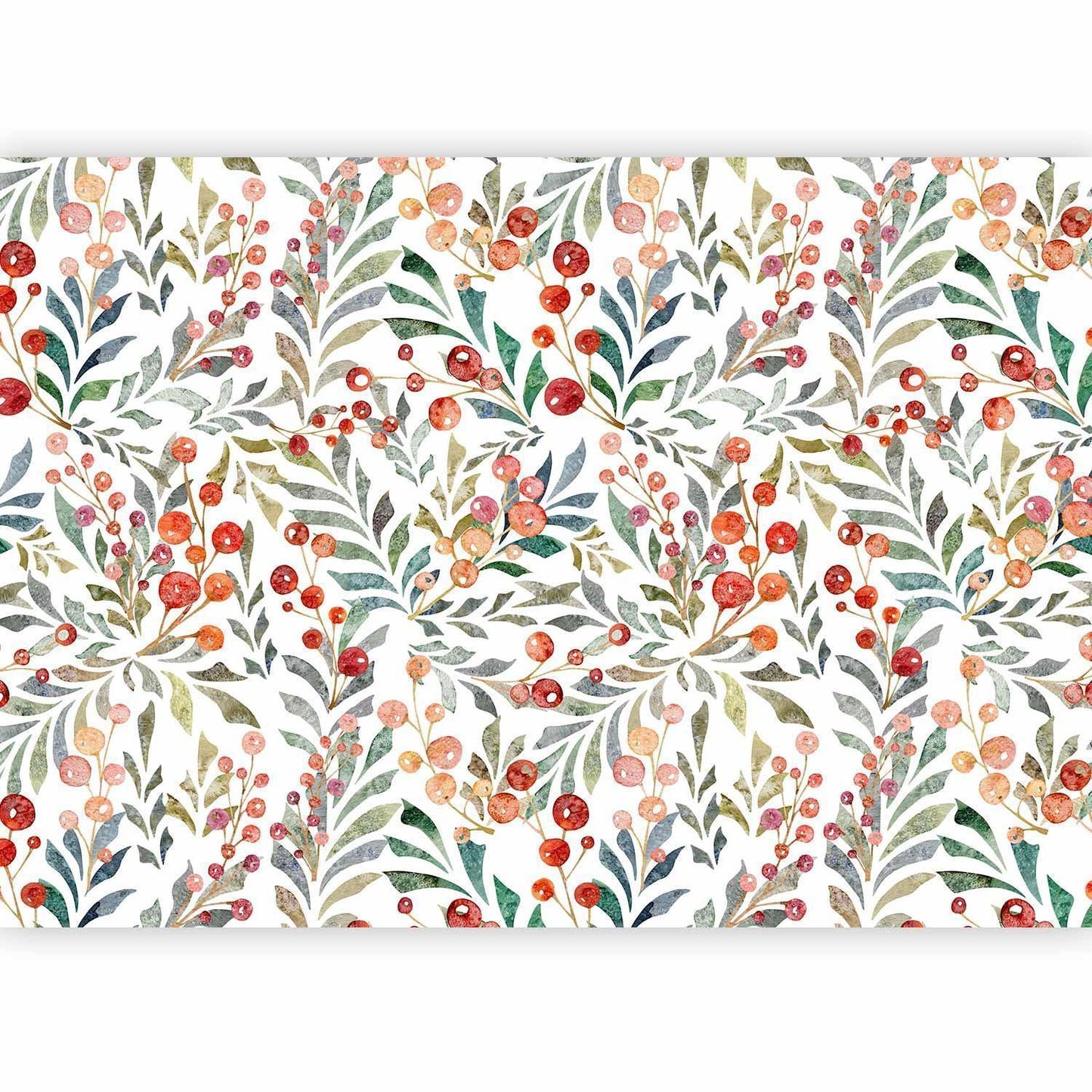 Fototapete - Leaves of Red Berries