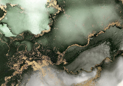 Fototapete - Green Watercolour - Abstraction Inspired by Marble Structure Artgeist