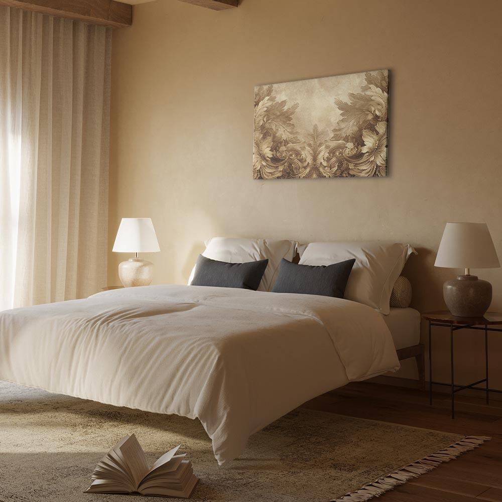 Leinwandbild - Carved Baroque Ornaments Rich Composition in Sepia Colors