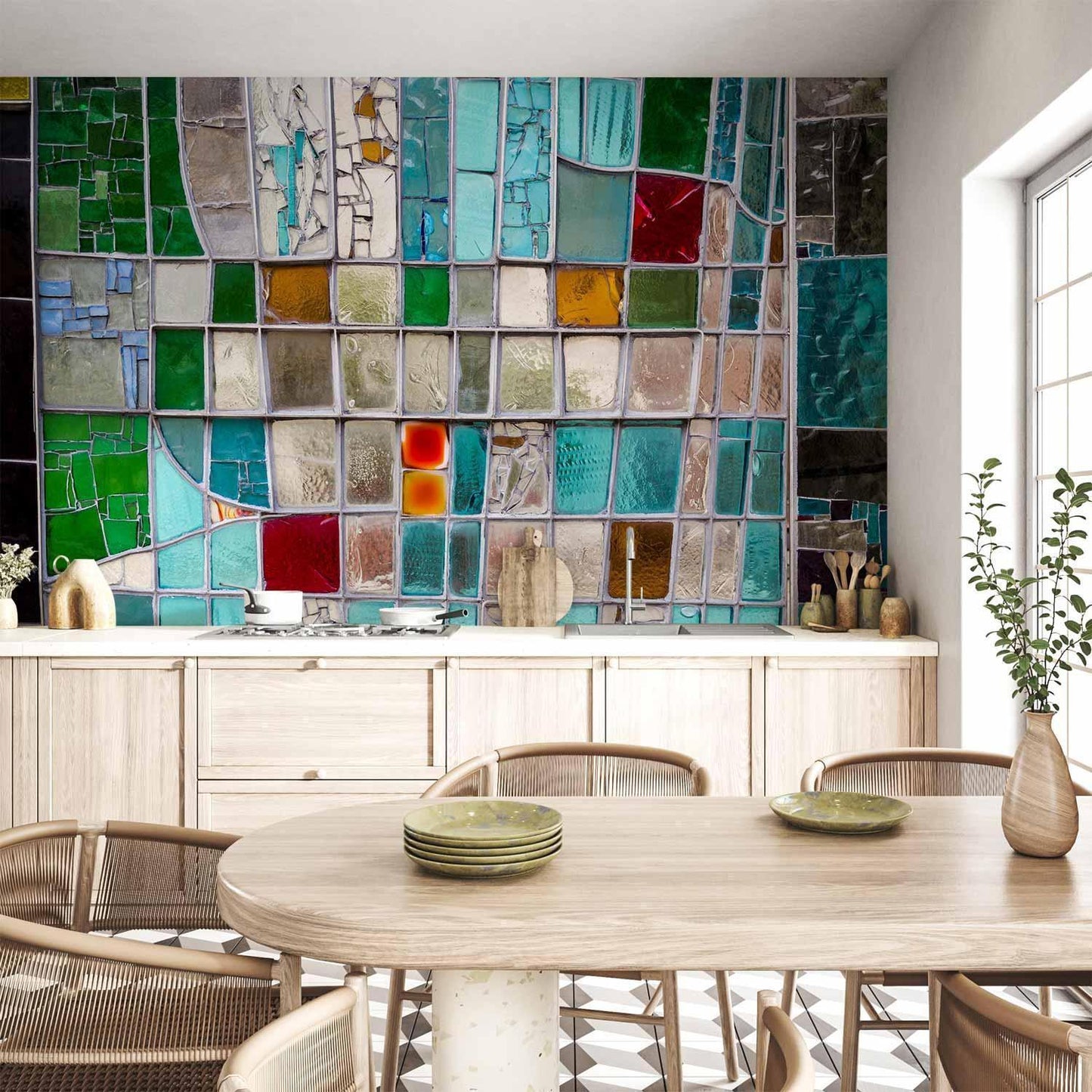 Fototapete - Sapphire Stained Glass