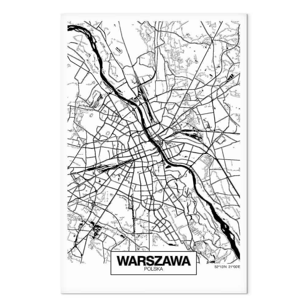 Leinwandbild - City Plan: Warszawa (1 Part) Vertical