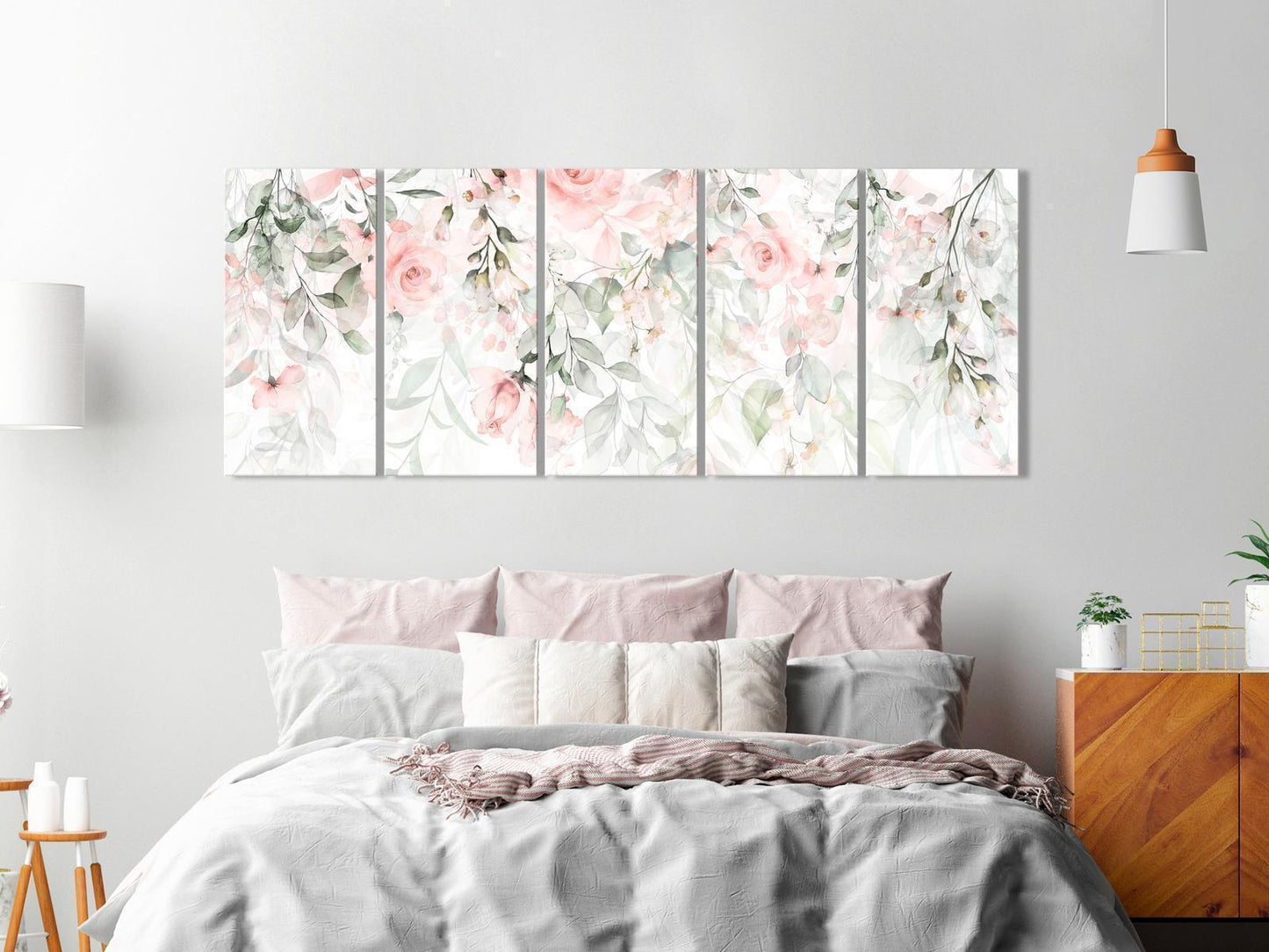 Leinwandbild - Waterfall of Roses (5 Parts) Narrow - First Variant Artgeist
