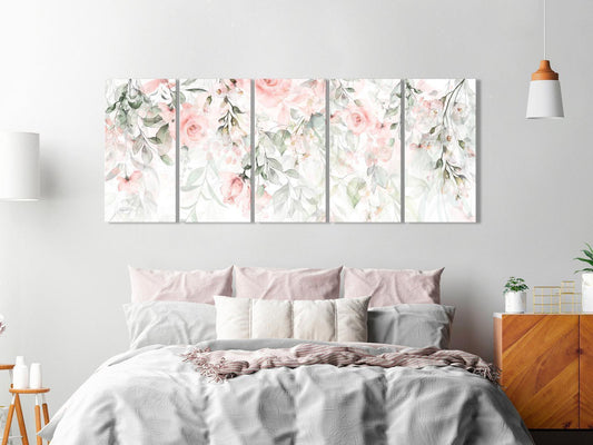 Leinwandbild - Waterfall of Roses (5 Parts) Narrow - First Variant Artgeist